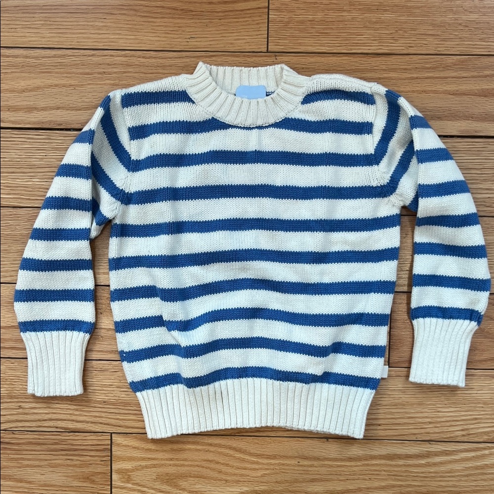 Bella Bliss Cream and Blue Knit Sweater